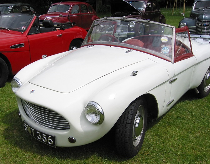 1953 Jowett R4 -- 1486 cc overhead-valve flat four sports, 3 produced 1953. Body fabric reinforced plastic. Never reached production. Top speed 100 mph (160 km/h)